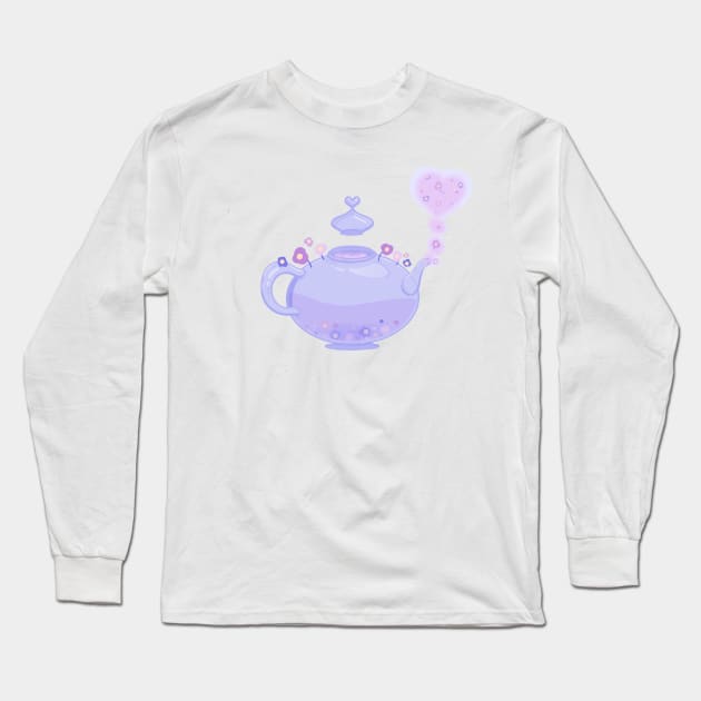 Floral Teapot Long Sleeve T-Shirt by moonlitdoodl